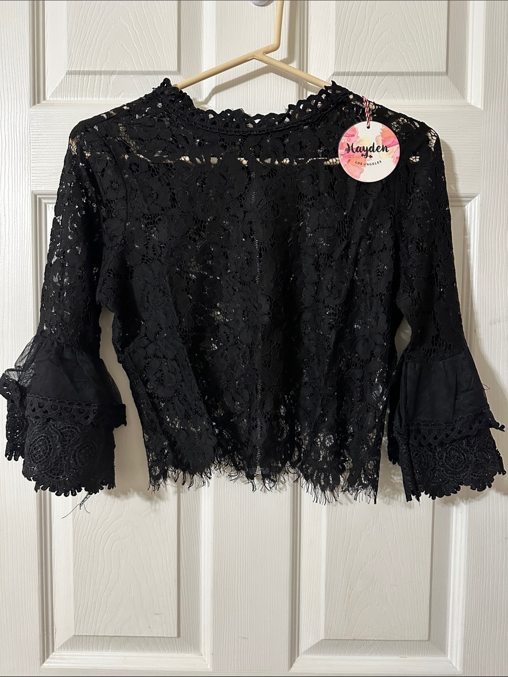 Hayden Black Lace Bell Sleeve Blouse